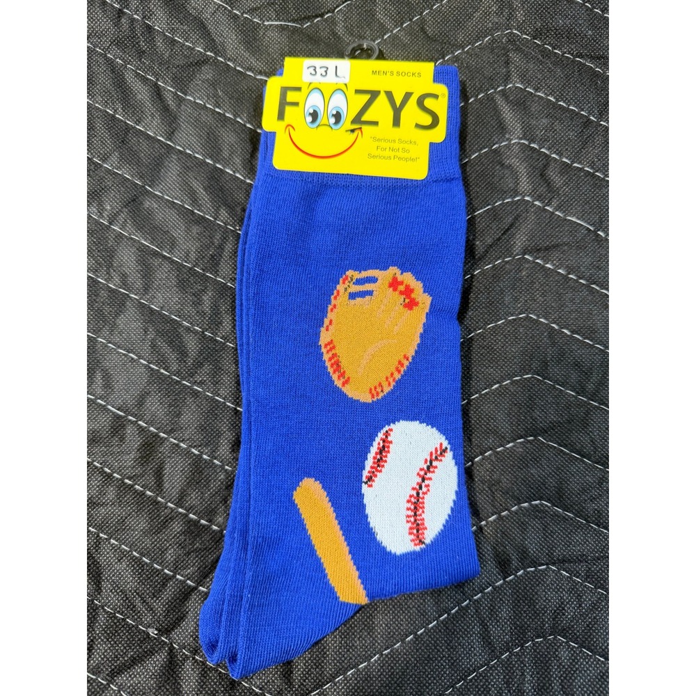 Foozys Baseball Socks Mens‎ 10-13 Blue NWT Novelty Sports Crew FM-07